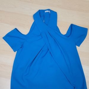 Rachel Roy womems Turquoise Cold Shoulder short sleeve Shirt size 0